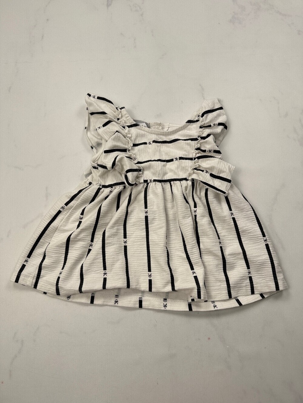 Calvin Klein Jeans Babydoll Dress White 90S VTG Printed - Girls 6